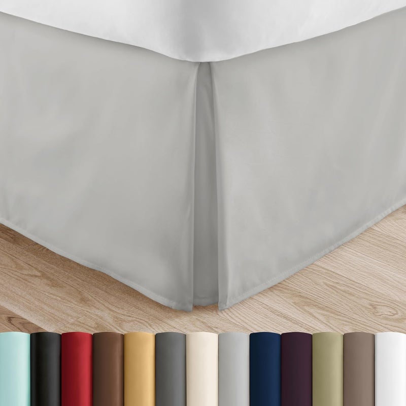Linen Market تنورة سرير - ميكروفايبر فائق النعومة - تناسب سهل مع انخفاض 14 بوصة - جودة فندقية، مقاومة للانكماش والتلاشي - غطاء سرير - تنورات سرير بحجم كامل - ديكور غرفة النوم - (كامل، رمادي فاتح) - Image 1